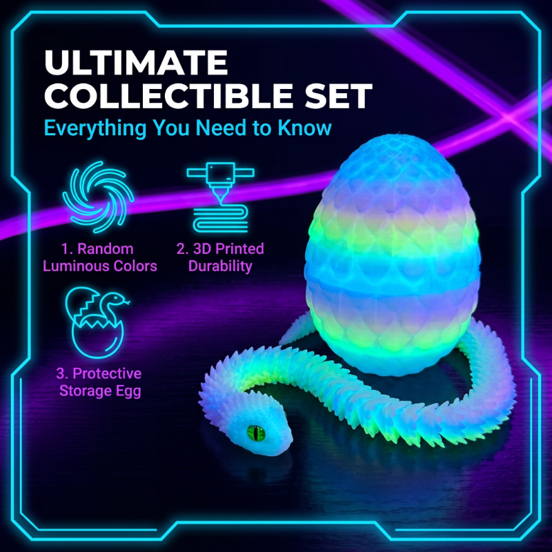 Luminous Rainbow Snake Egg Animal Game Set, 2pcs